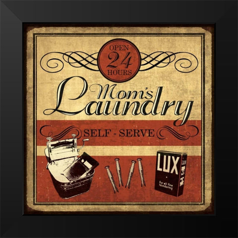 Self Serve Laundry Sq Black Modern Wood Framed Art Print by Harbick, N