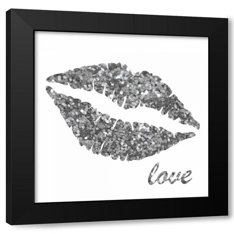 Glitter Lips Sq II Black Modern Wood Framed Art Print by Harbick, N.