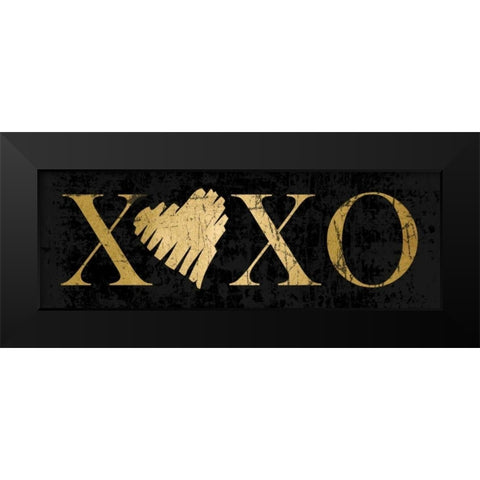 Gold XOXO Black Modern Wood Framed Art Print by Harbick, N.