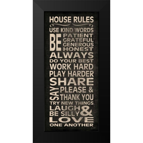 House Rules Black Modern Wood Framed Art Print by Harbick, N.