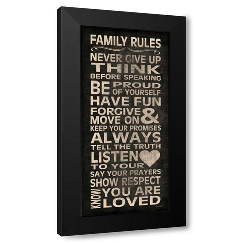 Family Rules Black Modern Wood Framed Art Print with Double Matting by Harbick, N.