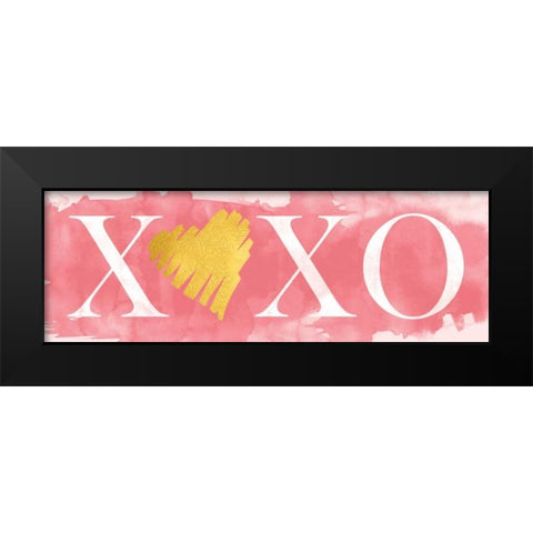 Pink XOXO Black Modern Wood Framed Art Print by Harbick, N.