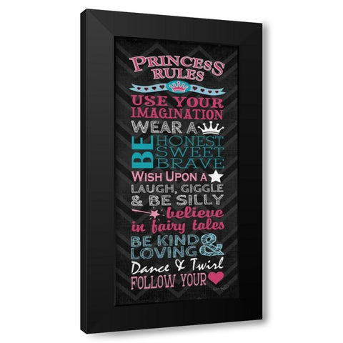 Princess Rules Panel Black Modern Wood Framed Art Print by Harbick, N.