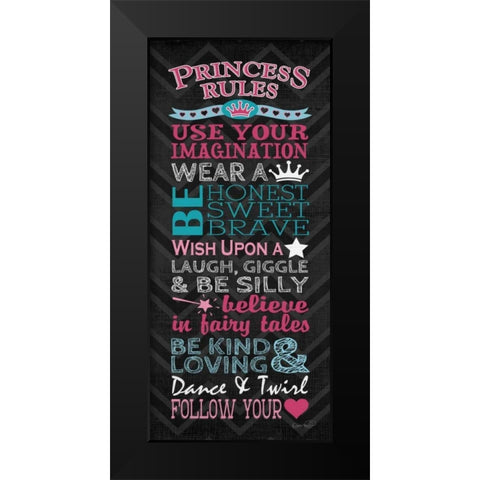 Princess Rules Panel Black Modern Wood Framed Art Print by Harbick, N.