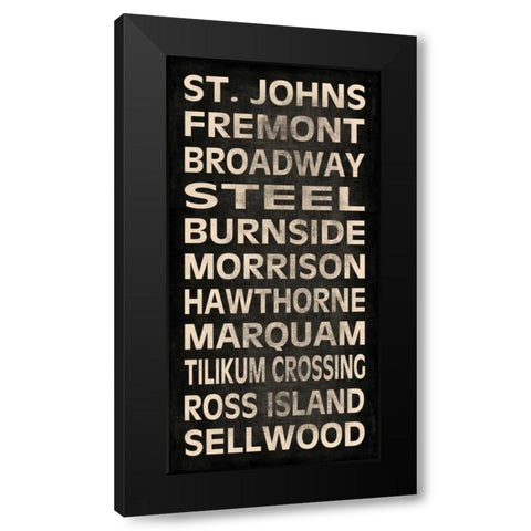 Portland Bridges Black Modern Wood Framed Art Print by Harbick, N.