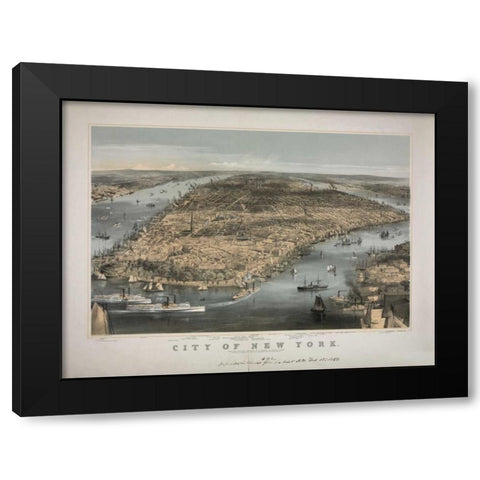 1856 NYC Map Black Modern Wood Framed Art Print with Double Matting by Harbick, N.