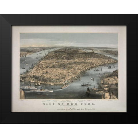 1856 NYC Map Black Modern Wood Framed Art Print by Harbick, N.
