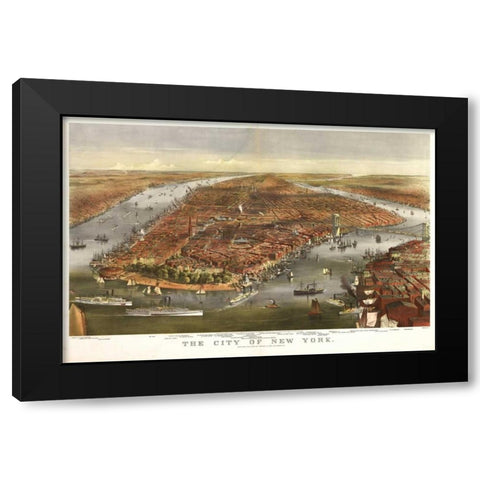 1870 NYC Map Black Modern Wood Framed Art Print by Harbick, N.