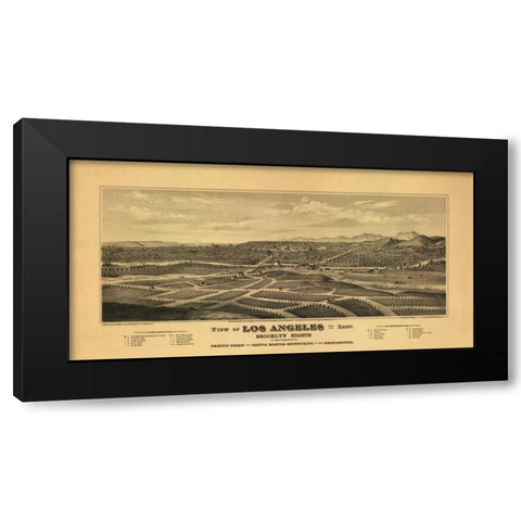 1877 Los Angeles Map Black Modern Wood Framed Art Print by Harbick, N.