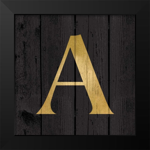 Gold Alphabet A Black Modern Wood Framed Art Print by Harbick, N.