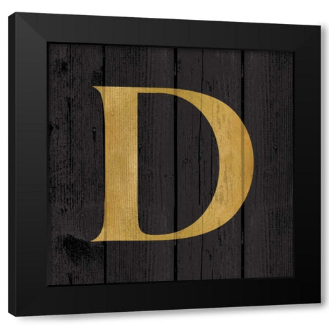 Gold Alphabet D Black Modern Wood Framed Art Print with Double Matting by Harbick, N.