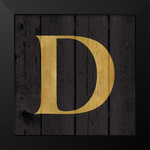 Gold Alphabet D Black Modern Wood Framed Art Print by Harbick, N.