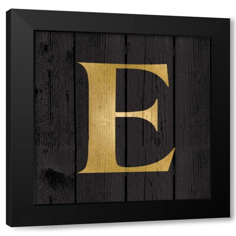 Gold Alphabet E Black Modern Wood Framed Art Print with Double Matting by Harbick, N.