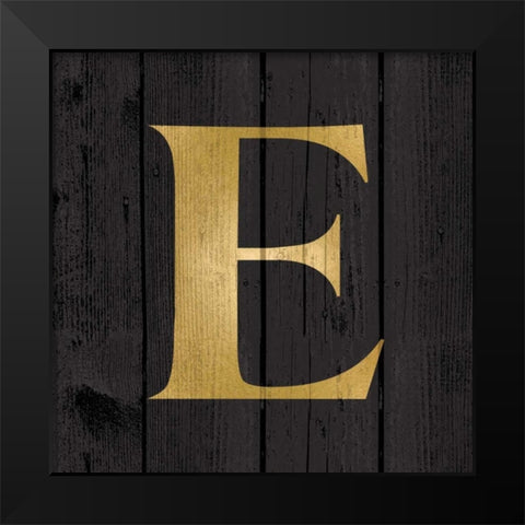 Gold Alphabet E Black Modern Wood Framed Art Print by Harbick, N.