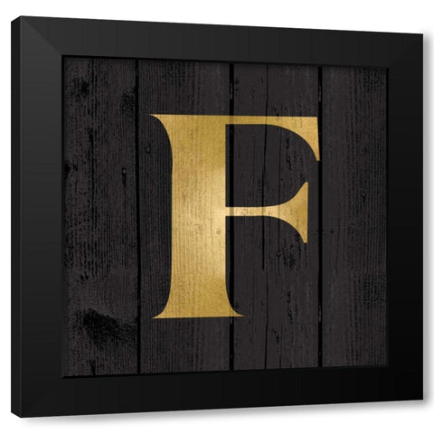 Gold Alphabet F Black Modern Wood Framed Art Print with Double Matting by Harbick, N.