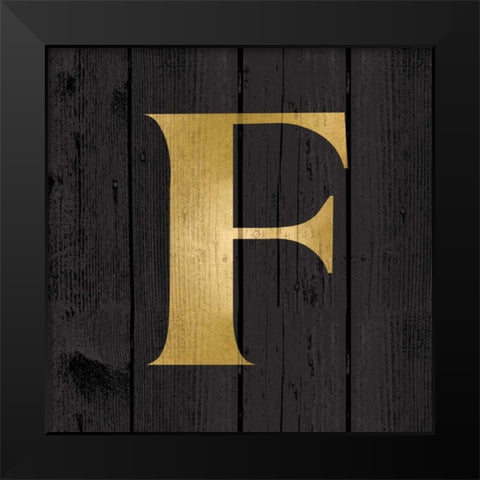 Gold Alphabet F Black Modern Wood Framed Art Print by Harbick, N.