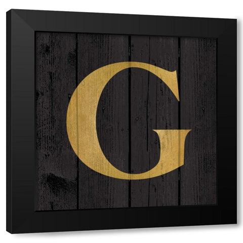 Gold Alphabet G Black Modern Wood Framed Art Print by Harbick, N.