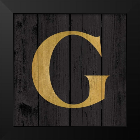 Gold Alphabet G Black Modern Wood Framed Art Print by Harbick, N.