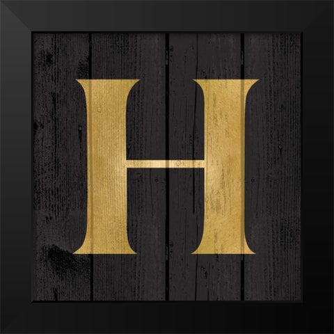 Gold Alphabet H Black Modern Wood Framed Art Print by Harbick, N.