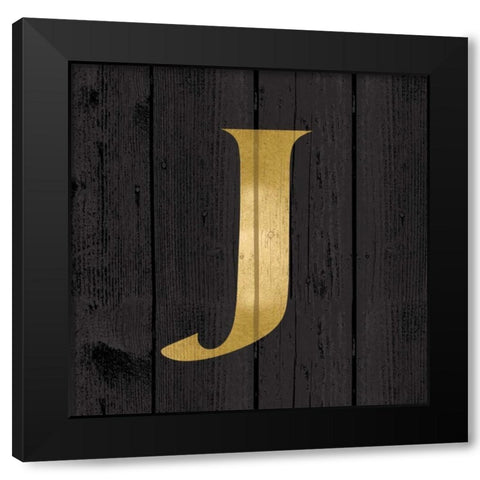 Gold Alphabet J Black Modern Wood Framed Art Print by Harbick, N.