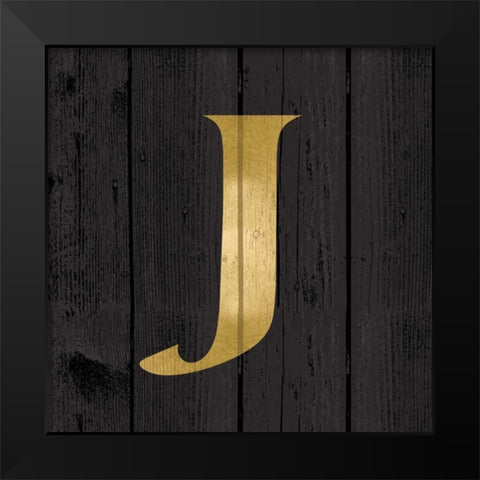Gold Alphabet J Black Modern Wood Framed Art Print by Harbick, N.
