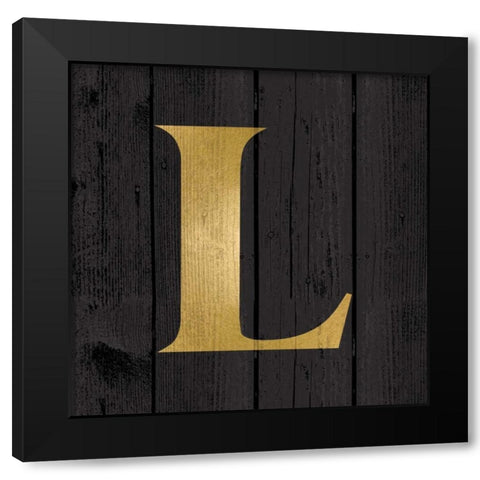 Gold Alphabet L Black Modern Wood Framed Art Print with Double Matting by Harbick, N.