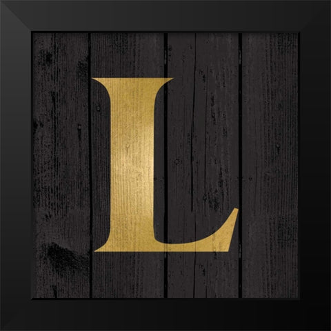 Gold Alphabet L Black Modern Wood Framed Art Print by Harbick, N.