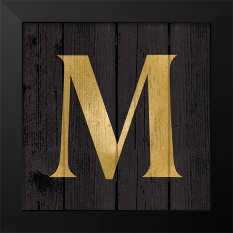 Gold Alphabet M Black Modern Wood Framed Art Print by Harbick, N.
