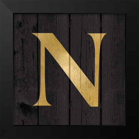 Gold Alphabet N Black Modern Wood Framed Art Print by Harbick, N.