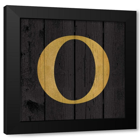 Gold Alphabet O Black Modern Wood Framed Art Print with Double Matting by Harbick, N.