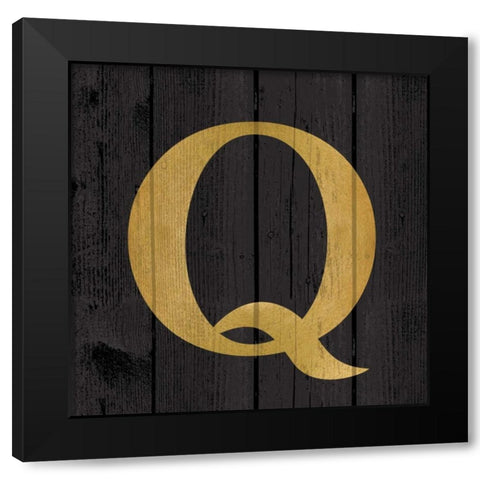 Gold Alphabet Q Black Modern Wood Framed Art Print with Double Matting by Harbick, N.