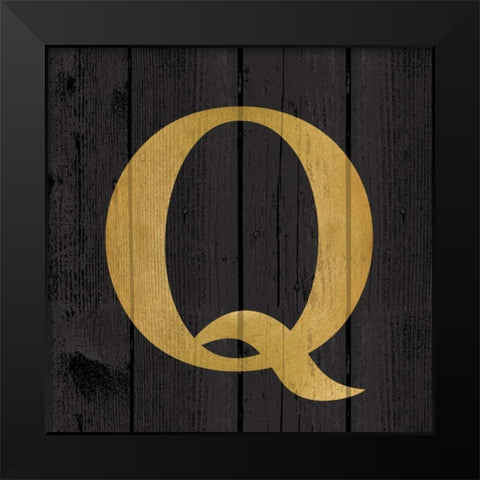 Gold Alphabet Q Black Modern Wood Framed Art Print by Harbick, N.