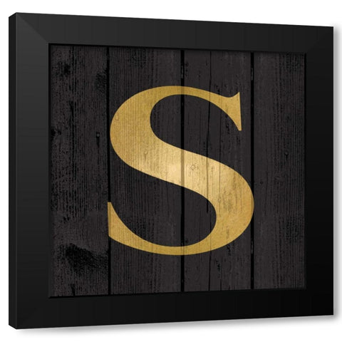 Gold Alphabet S Black Modern Wood Framed Art Print with Double Matting by Harbick, N.