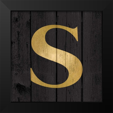 Gold Alphabet S Black Modern Wood Framed Art Print by Harbick, N.
