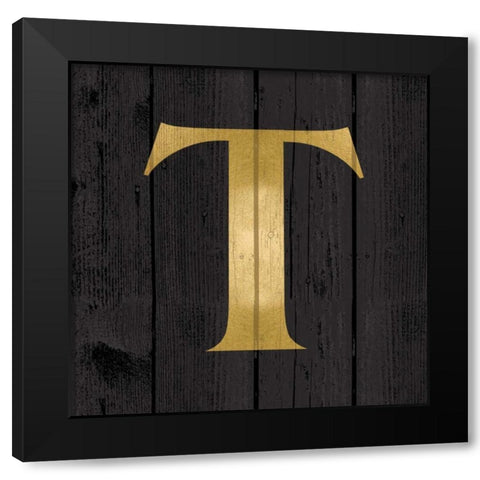 Gold Alphabet T Black Modern Wood Framed Art Print by Harbick, N.