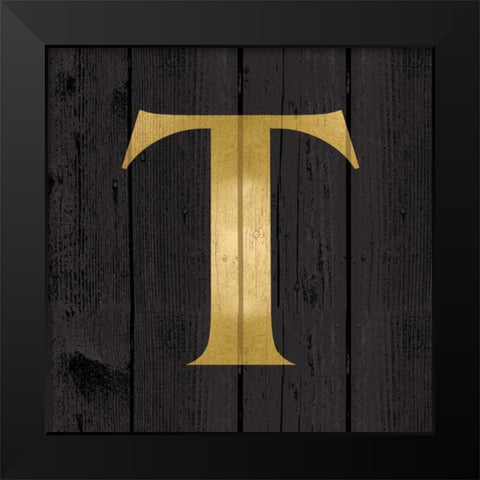 Gold Alphabet T Black Modern Wood Framed Art Print by Harbick, N.