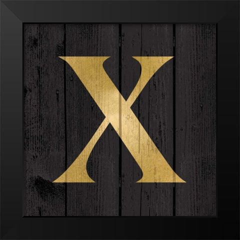 Gold Alphabet X Black Modern Wood Framed Art Print by Harbick, N.