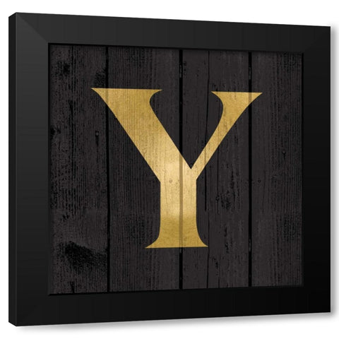 Gold Alphabet Y Black Modern Wood Framed Art Print with Double Matting by Harbick, N.