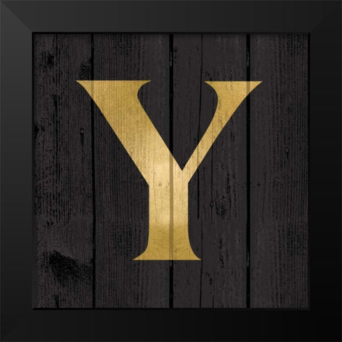 Gold Alphabet Y Black Modern Wood Framed Art Print by Harbick, N.