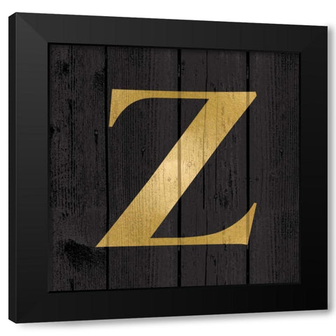 Gold Alphabet Z Black Modern Wood Framed Art Print by Harbick, N.