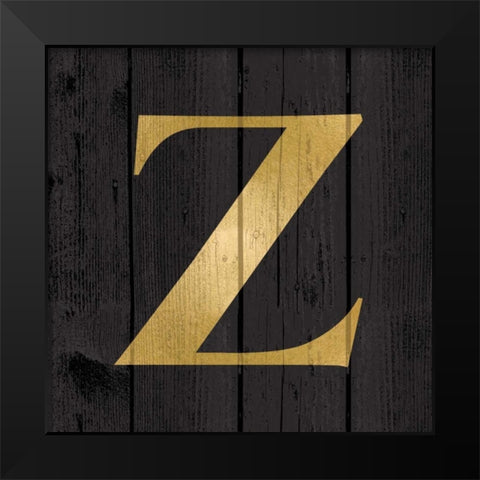 Gold Alphabet Z Black Modern Wood Framed Art Print by Harbick, N.