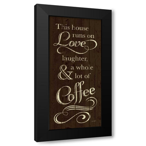Runs on Coffee Black Modern Wood Framed Art Print by Harbick, N.