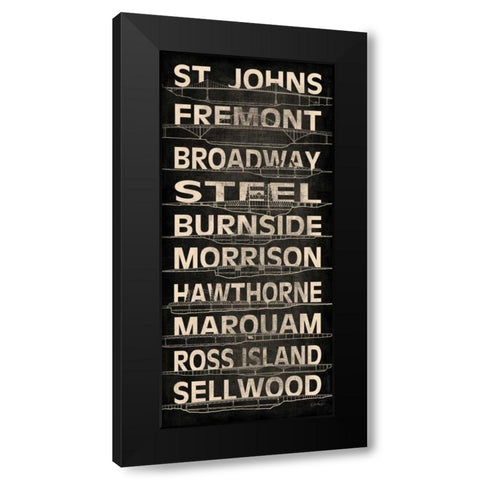 Portland Bridges II Black Modern Wood Framed Art Print by Harbick, N.