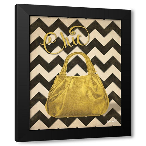 Gold Purse Chic Black Modern Wood Framed Art Print by Harbick, N.