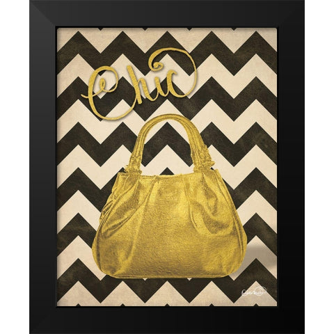 Gold Purse Chic Black Modern Wood Framed Art Print by Harbick, N.