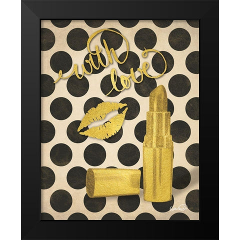 With Love Lipstick Black Modern Wood Framed Art Print by Harbick, N.