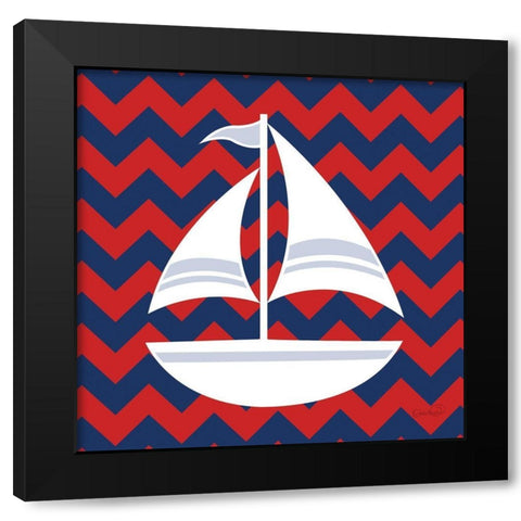 Sailboat II Black Modern Wood Framed Art Print with Double Matting by Harbick, N.