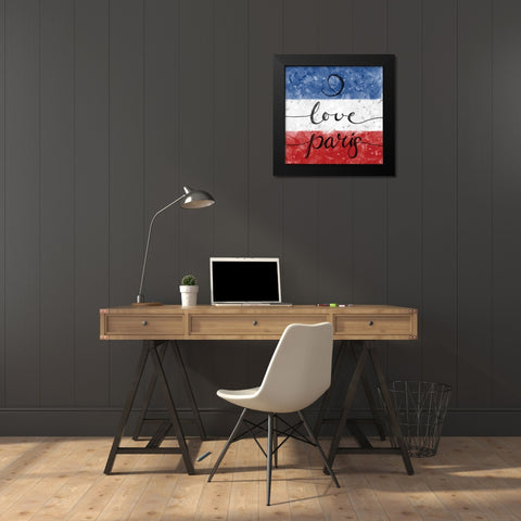 I Love Paris Black Modern Wood Framed Art Print by Harbick, N.