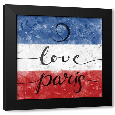 I Love Paris Black Modern Wood Framed Art Print with Double Matting by Harbick, N.