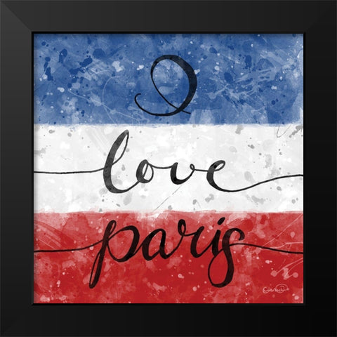 I Love Paris Black Modern Wood Framed Art Print by Harbick, N.